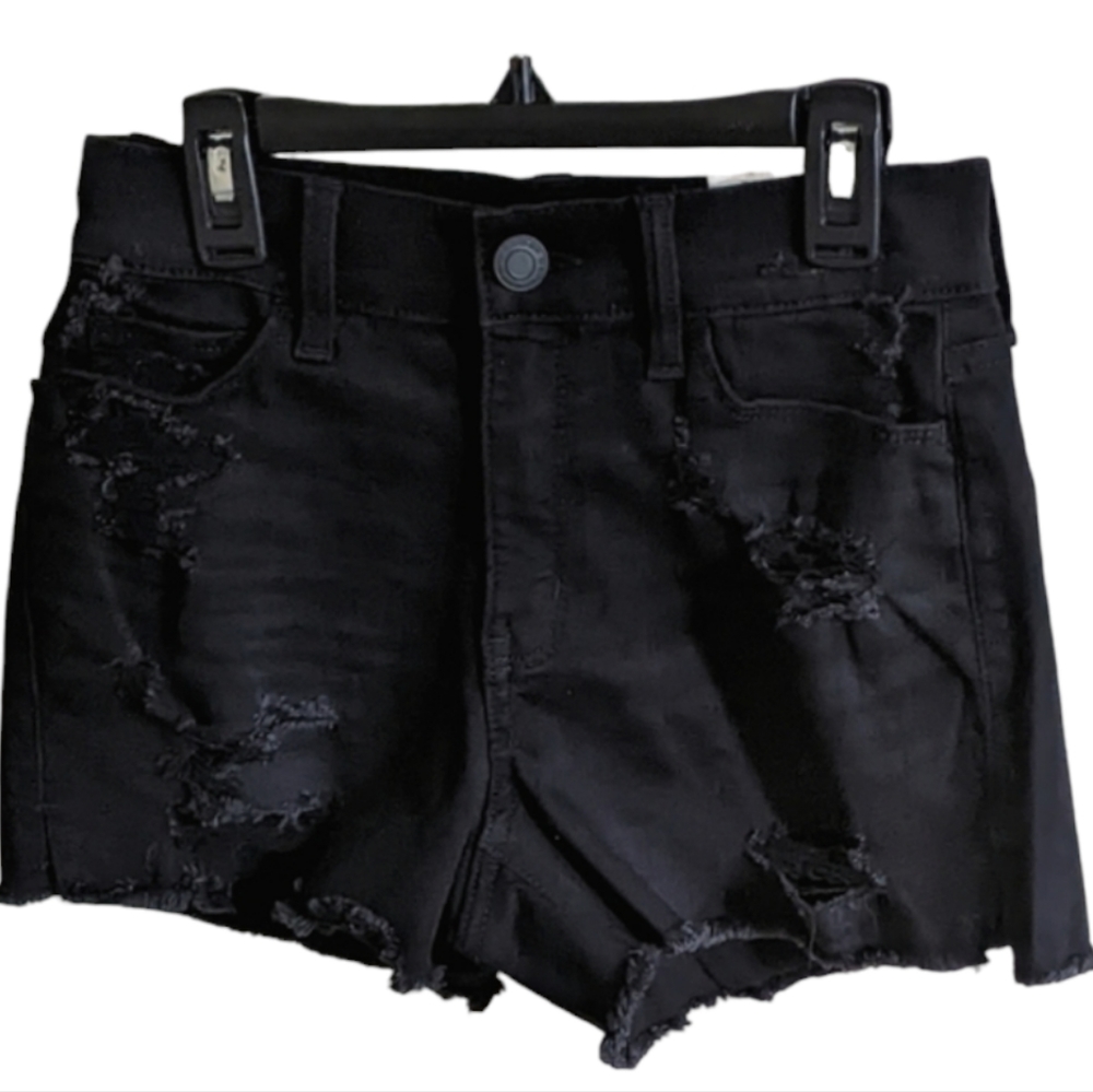 🔖NWT! SO Curvy High Rise Shortie Shorts Black Jean Denim - Picture 4 of 15